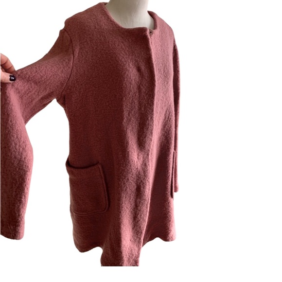 Max Studio Pink Wool Blend Long Line Zip Down Jacket Blazer Size Large - Picture 6 of 12